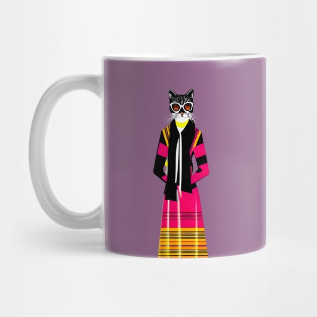 Fashionista Geometric Cubist Cat by Liesl Weppen